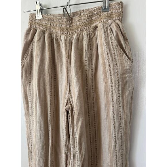 Briggs New York Khaki Brown Linen Blend Striped Wide Leg Pants Size Small - Picture 3 of 10